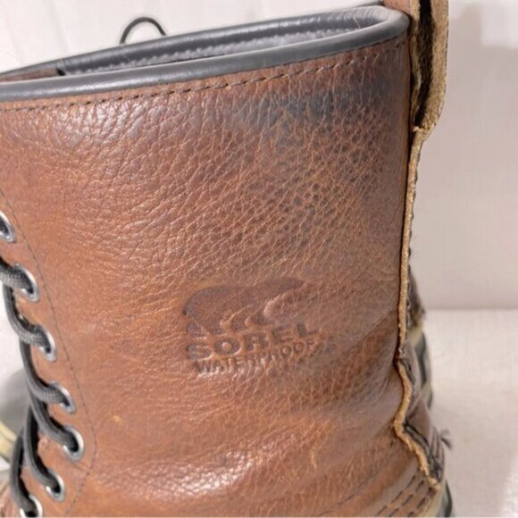 Vintage Sorel Premium T Brown Leather W Rubber Lace Up Winter Boots 8.5 - Picture 8 of 14